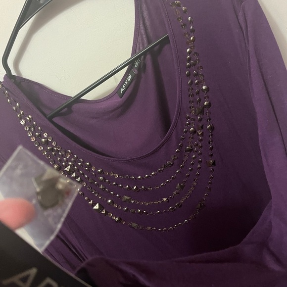 Apt. 9 Purple Embellished 3/4 Sleeve Blouse - Picture 3 of 5
